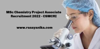 MSc Chemistry Project Associate Recruitment 2022 - CSMCRI