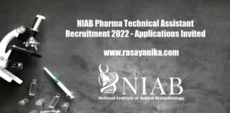 NIAB Pharma Technical Assistant Recruitment 2022 - Applications Invited