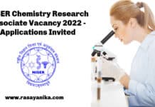 NISER Chemistry Research Associate