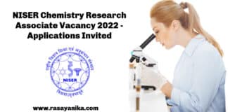 NISER Chemistry Research Associate