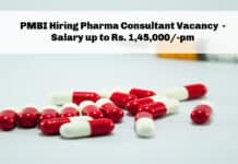 PMBI Hiring Pharma Consultant Vacancy - Salary up to Rs. 1,45,000/-pm