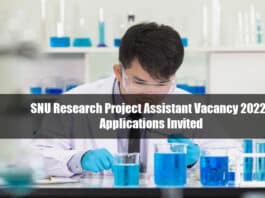 SNU Research Project Assistant Vacancy 2022 - Applications Invited