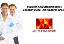 Support Analytical Chemist Vacancy 2022 - Aditya Birla Group