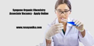 Syngene Organic Chemistry Associate Vacancy - Apply Online