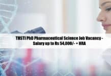 THSTI PhD Pharmaceutical Science Job Vacancy - Salary up to Rs 54,000/- + HRA