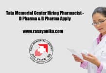 Tata Memorial Center Hiring Pharmacist - D Pharma & B Pharma Apply