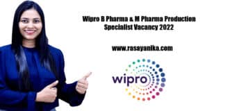 Wipro B Pharma & M Pharma Production Specialist Vacancy 2022