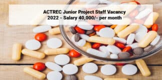 ACTREC Junior Project Staff Vacancy 2022 - Salary 40,000/- per month