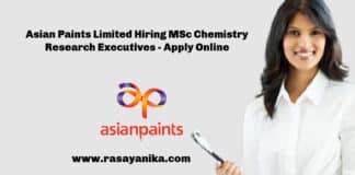 Asian Paints Limited Hiring MSc Chemistry Research Executives - Apply Online