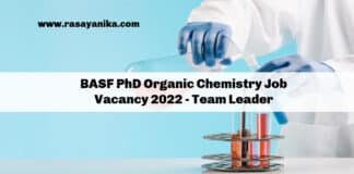 BASF PhD Organic Chemistry Job Vacancy 2022 - Team Leader