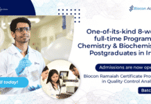 Biocon Ramaiah Certificate Program in Quality Control Analytical - Batch IV – Admissions Open