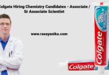 Colgate Hiring Chemistry Candidates - Associate / Sr Associate Scientist