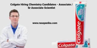 Colgate Hiring Chemistry Candidates - Associate / Sr Associate Scientist
