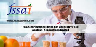 FSSAI Hiring Candidates For Chemistry Food Analyst - Applications Invited