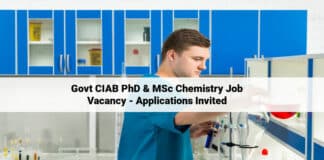 Govt CIAB PhD & MSc Chemistry Job Vacancy - Applications Invited