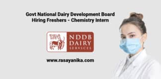 Govt National Dairy Development Board Hiring Freshers - Chemistry Intern