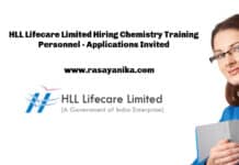 HLL Lifecare Limited Hiring Chemistry Training Personnel