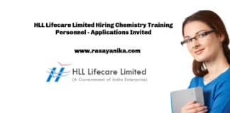 HLL Lifecare Limited Hiring Chemistry Training Personnel