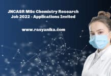 JNCASR MSc Chemistry Research Job 2022 - Applications Invited