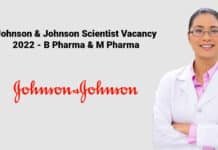 Johnson & Johnson Scientist Vacancy 2022 - B Pharma & M Pharma