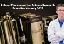 L'Oreal Pharmaceutical Science Research Executive Vacancy 2022