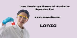 Lonza Chemistry & Pharma Job - Production Supervisor Post