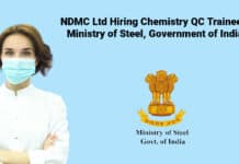 NDMC Ltd Hiring Chemistry QC Trainee - Ministry of Steel, Government of India