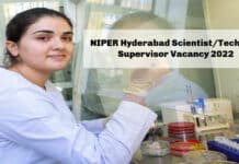 NIPER Hyderabad Scientist/Technical Supervisor Vacancy 2022