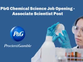P&G Chemical Science Job Opening - Associate Scientist Post