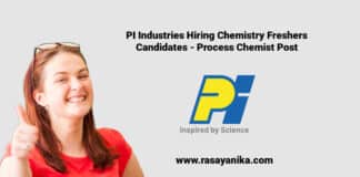 PI Industries Hiring Chemistry Freshers Candidates - Process Chemist Post