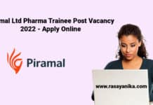 Piramal Ltd Pharma Trainee Post Vacancy 2022 - Apply Online