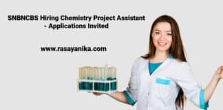 SNBNCBS Hiring Chemistry Project Assistant - Applications Invited