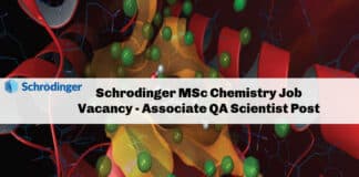 Schrodinger MSc Chemistry Job Vacancy - Associate QA Scientist Post