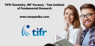 TIFR Chemistry JRF Vacancy - Tata Institute of Fundamental Research