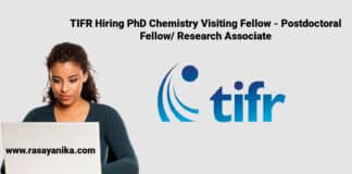 TIFR Hiring PhD Chemistry Visiting Fellow - Postdoctoral Fellow/ Research Associate