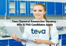 Teva Chemical Researcher Vacancy - MSc & PhD Candidates Apply