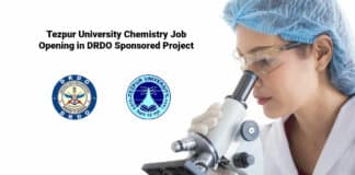 Tezpur University Chemistry Job Opening in DRDO Sponsored Project