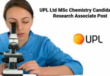 UPL Ltd MSc Chemistry Candidates - Research Associate Post