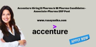 Accenture Hiring B Pharma & M Pharma Candidates - Associate-Pharma ERP Post