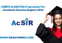 CIMFR Ph.D. Programme of AcSIR Announced - August 2022 Session