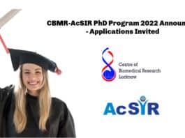 CBMR-AcSIR PhD Program 2022 Announced - Applications Invited
