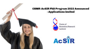 CBMR-AcSIR PhD Program 2022 Announced - Applications Invited