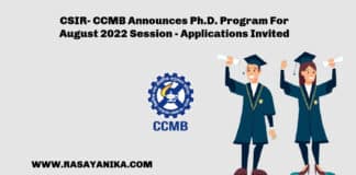 CCMB Announces Ph.D. Program For August 2022 Session - Applications Invited