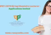 CIPET-CSTS Hiring Chemistry Lecturer - Applications Invited