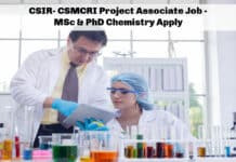 CSIR- CSMCRI Project Associate Job - MSc & PhD Chemistry Apply