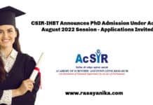 CSIR-IHBT Announces PhD Admission Under AcSIR August 2022 Session - Applications Invited