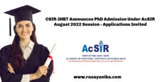 CSIR-IHBT Announces PhD Admission Under AcSIR August 2022 Session - Applications Invited