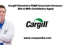 Cargill Chemistry FSQR Associate Vacancy - BSc & MSc Candidates Apply