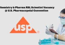 Chemistry & Pharma RSL Scientist Vacancy @ U.S. Pharmacopeial Convention