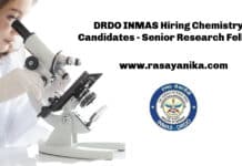 DRDO INMAS Hiring Chemistry Candidates - Senior Research Fellow